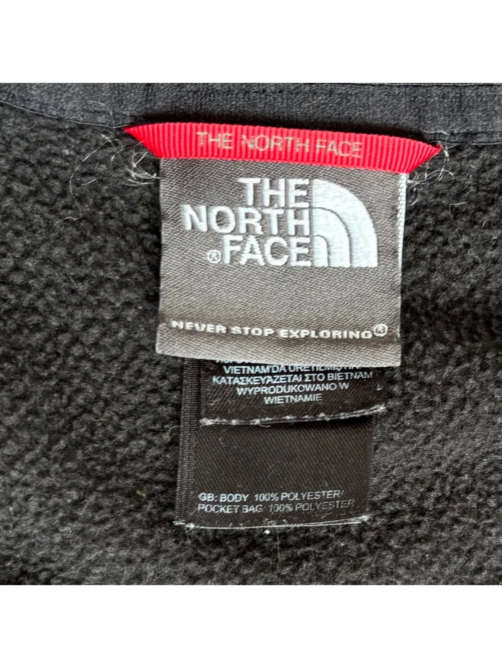 The North Face Mens XL Black Full Zip Fleece Jacket Zip Chest Pocket Outdoor